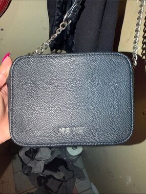 Nine West Black Pebbled Crossbody Bag with Chain Strap